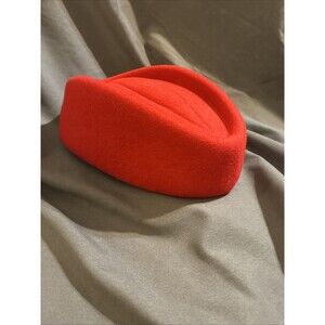 Sur La Tête Red Stewardess 100% Wool Pillbox Hat